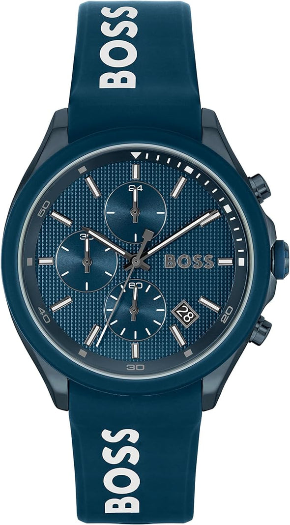 BOSS Velocity Men's Chronograph Stainless Steel Case and Silicone Strap Watch