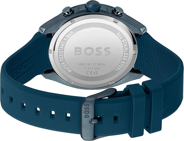 BOSS Velocity Men's Chronograph Stainless Steel Case and Silicone Strap Watch