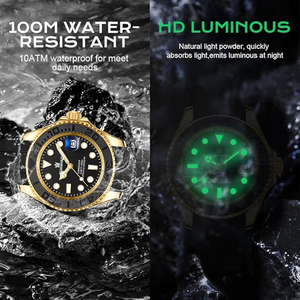 Men's Automatic Mechanical Diving Watch， 40mm Luminous Dial， 100M Waterproof， Luxury Fashion Business Casual Sport Designer Genuine Watch