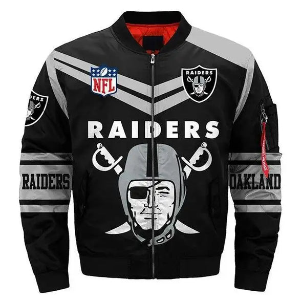 2025 Custom 3D Print Sports Jacket Raiders American Football All 32 Team Jacket Fashion Winter Windproof Jacket