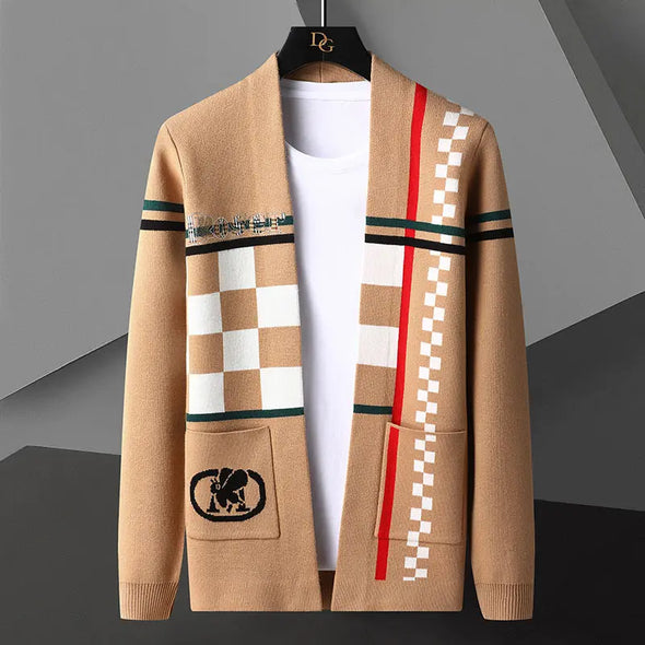 2025 New Long Sleeve Sweater Men's Knitted Cardigan Fashion Trendy Luxury Jacket