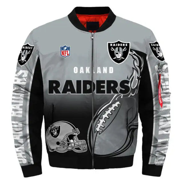 2025 Custom 3D Print Sports Jacket Raiders American Football All 32 Team Jacket Fashion Winter Windproof Jacket