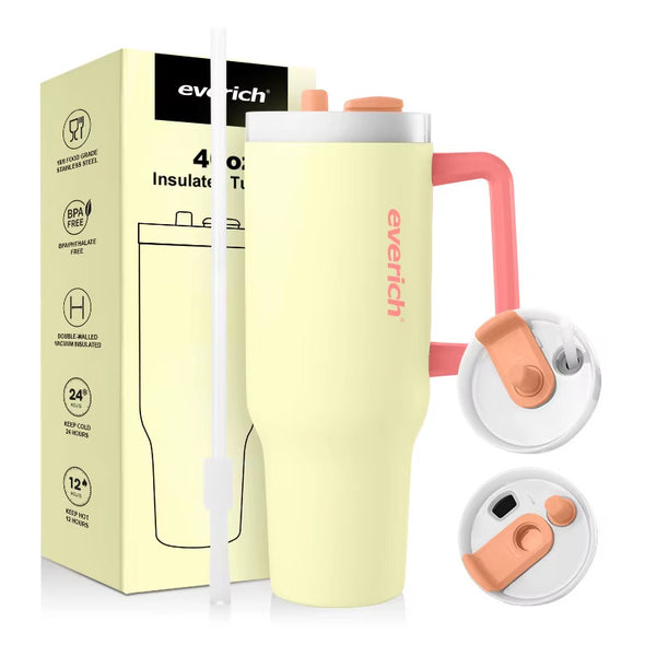 BPA free Double Wall Vacuum Cups With Logo Custom Logo Printed Flask Mugs 40Oz Tumbler With Handle