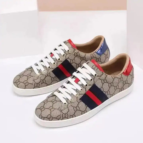 Leather Red Bottom Lace Up Flat Sole Shoes Comfortable Driving Men's Shoes Brand Men Shoes