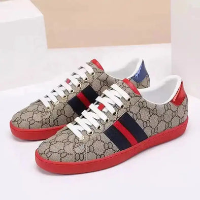 Leather Red Bottom Lace Up Flat Sole Shoes Comfortable Driving Men's Shoes Brand Men Shoes