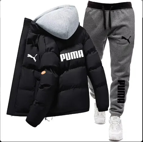2025 Men's Lightweight Winter Jacket Pants Street Casual Canvas Fabric Zipper Closure Fashionable