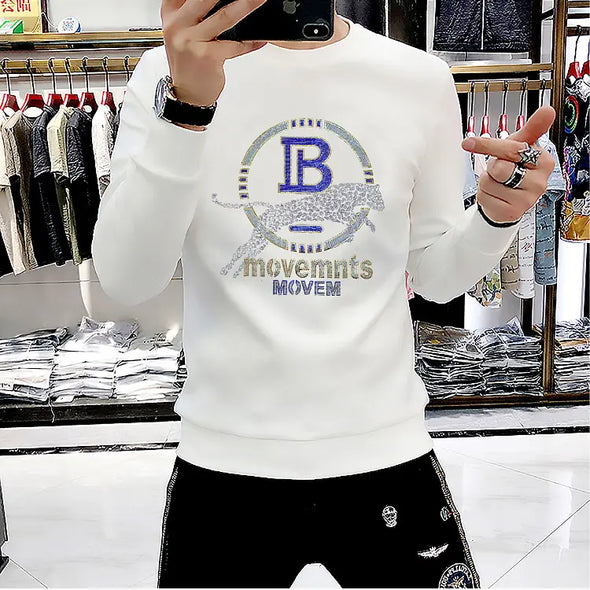 polo T shirt casual printed sweater hooded men's long sleeve T-shirt
