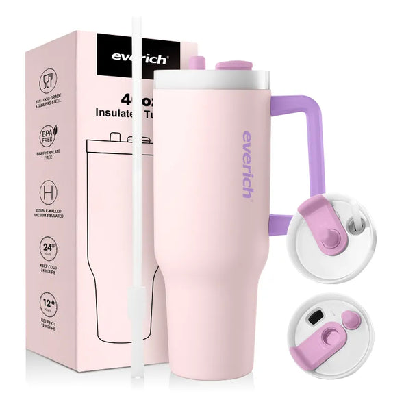 BPA free Double Wall Vacuum Cups With Logo Custom Logo Printed Flask Mugs 40Oz Tumbler With Handle