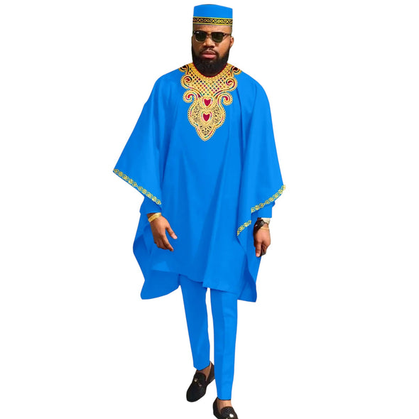 100%cotton african clothing for men dashiki cotton africa clothing for men africa traditional wear for men ( top+pant+hats)