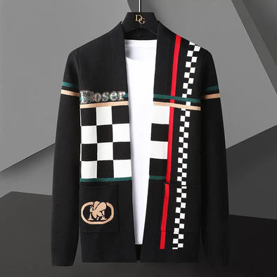2025 New Long Sleeve Sweater Men's Knitted Cardigan Fashion Trendy Luxury Jacket