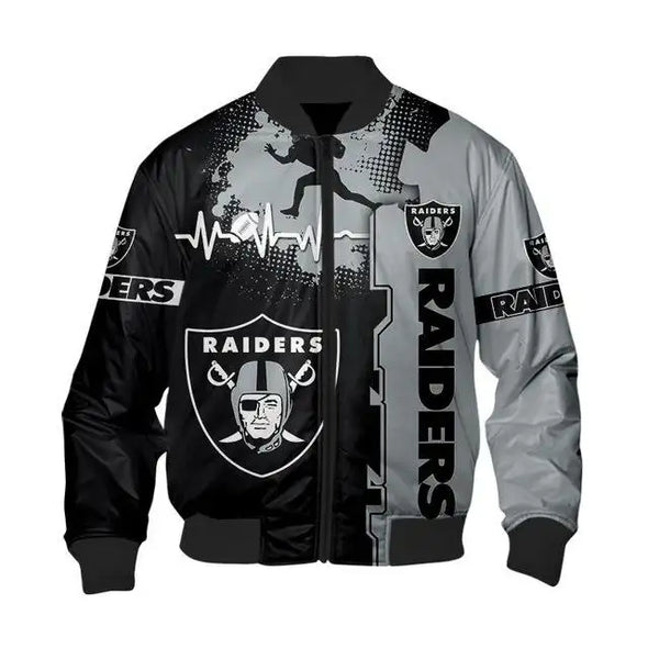 2025 Custom 3D Print Sports Jacket Raiders American Football All 32 Team Jacket Fashion Winter Windproof Jacket