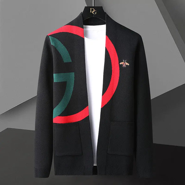 New Men's Long Sleeved Knitted Coat Korean Version of the Casual Fashion Trend Cardigan Sweater