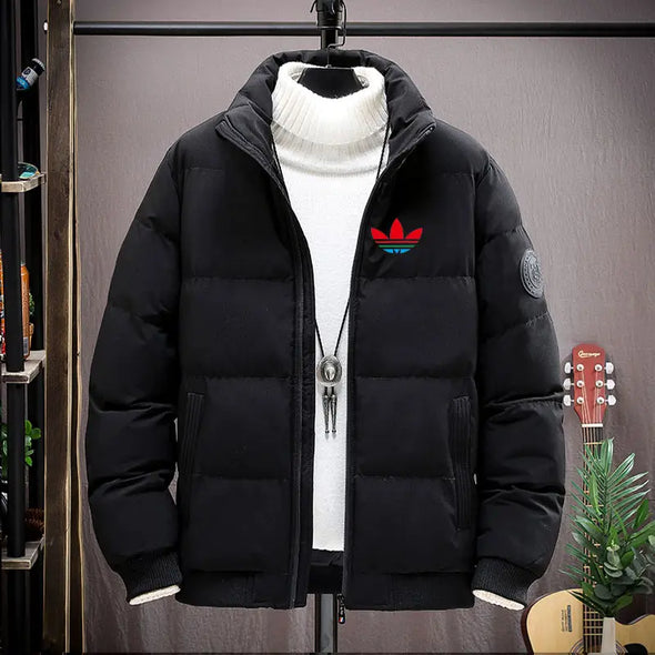 Men's retro bomber jacket lightweight winter white black detail zipper closure jacket
