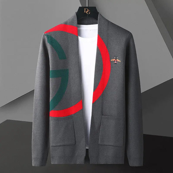 New Men's Long Sleeved Knitted Coat Korean Version of the Casual Fashion Trend Cardigan Sweater