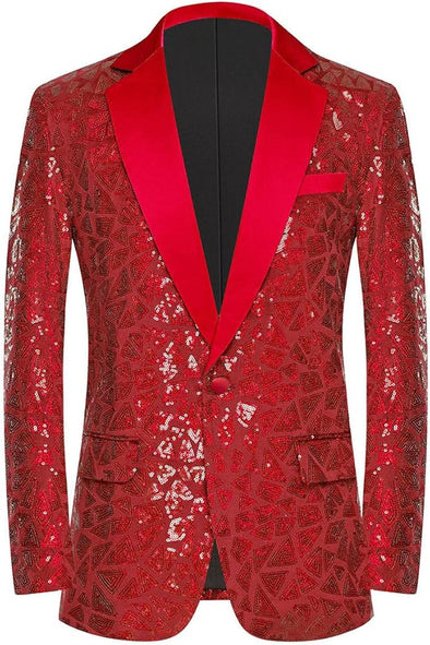 riangle Sequin Jackets One Button Blazer for Men
