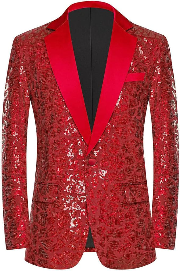 riangle Sequin Jackets One Button Blazer for Men