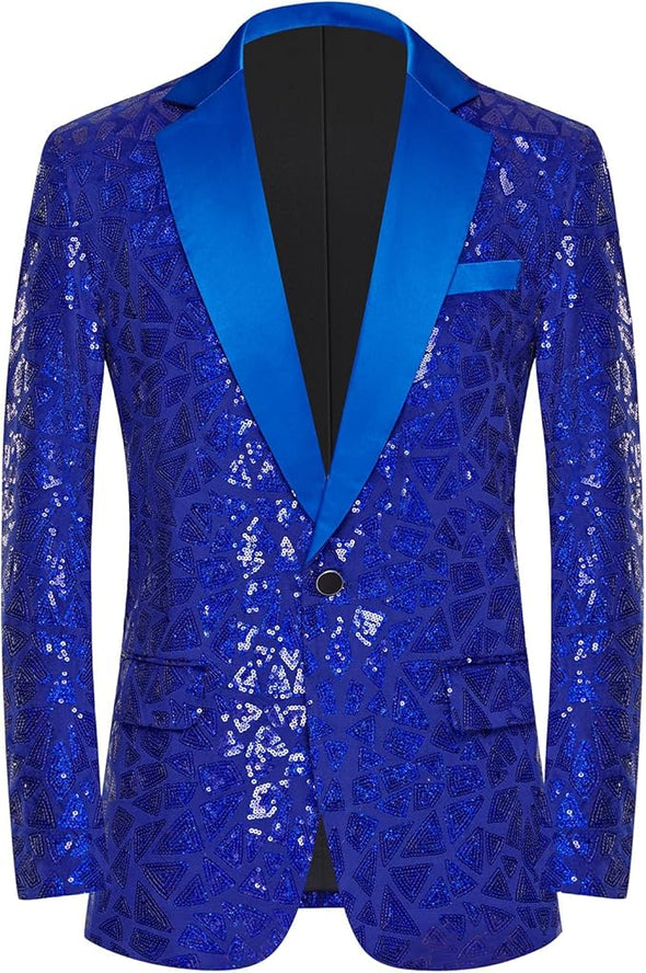 riangle Sequin Jackets One Button Blazer for Men