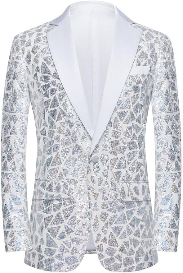 riangle Sequin Jackets One Button Blazer for Men