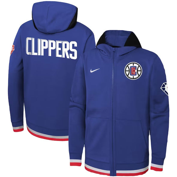 Youth LA Clippers Nike Royal Logo Performance Full-Zip Hoodie