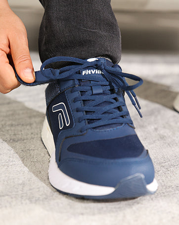 FitVille Men's Walking Shoes Wide Width Diabetic Shoes Hands Free Slip On Sneaker Hook and Loop Strap Running Shoes for Flat Feet Plantar Fasciitis-Rebound Core