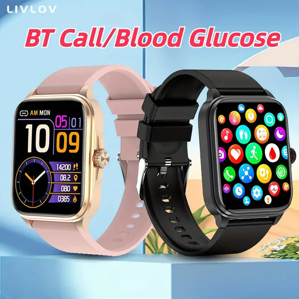 1.91 Inch Fitness Activity Monitor Smart Watch For Women Men, Health Tracker Watch With Heart Rate, Blood Oxygen, Blood Pressure, Blood Sugar, Sleep Tracking, Body Temperature, HRV, Heart Health Analysis