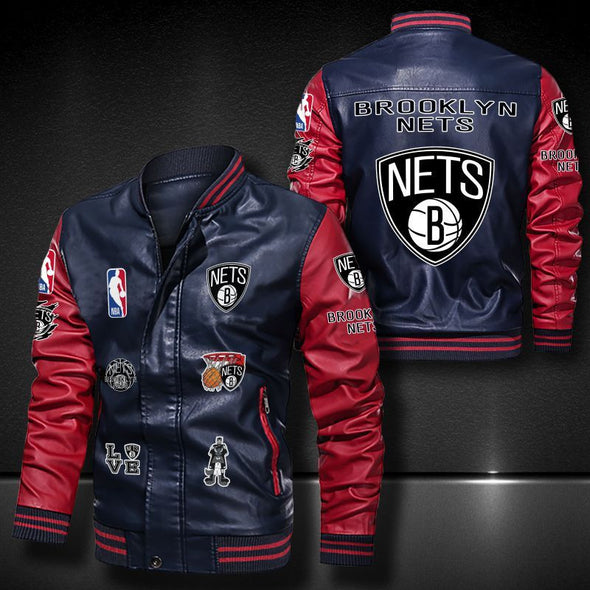 Brooklyn Nets Leather Bomber Jacket