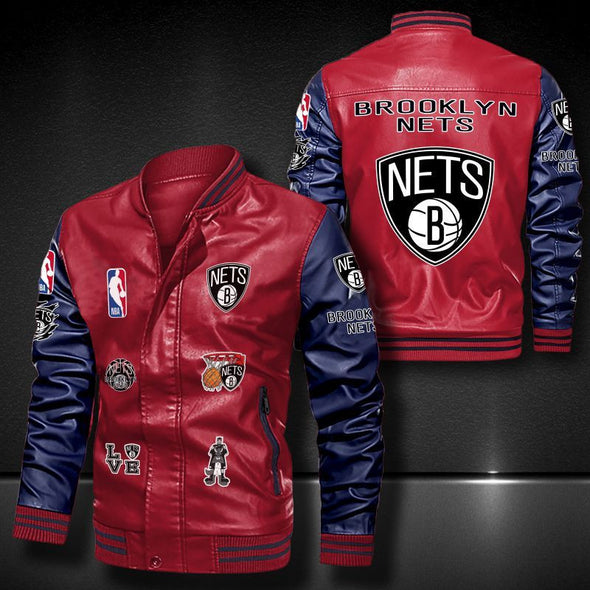 Brooklyn Nets Leather Bomber Jacket