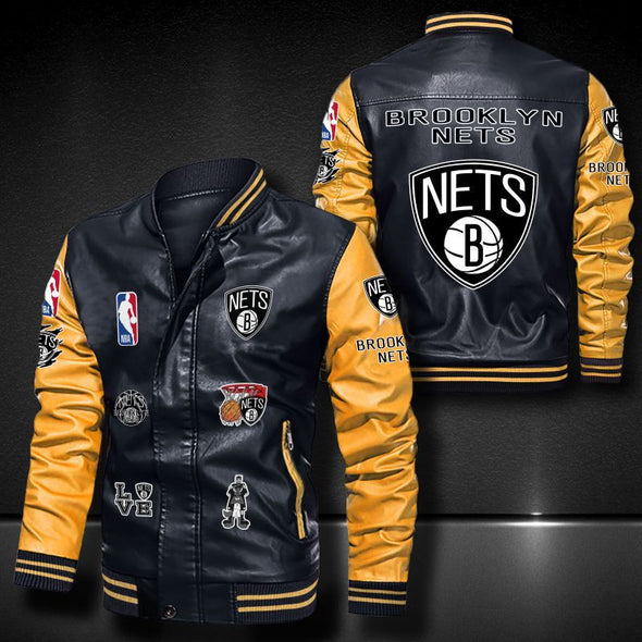 Brooklyn Nets Leather Bomber Jacket