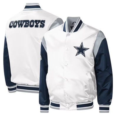 Dallas Cowboys Starter Warm-Up Pitch Varsity Full-Snap Jacket - White
