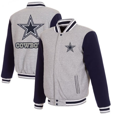 Dallas Cowboys JH Design Reversible Fleece Full-Snap Jacket - Gray/Navy