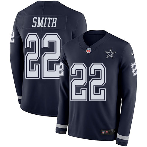 Nike Cowboys #58 Mazi Smith Navy Blue Team Color Youth Stitched NFL Limited Therma Long Sleeve Jersey
