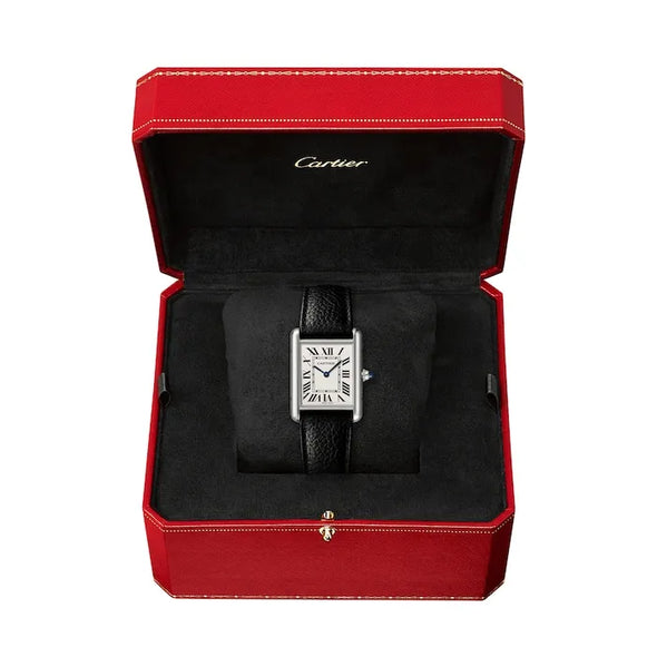 Cartier Tank Must, Large model, quartz movement, steel, leather watch