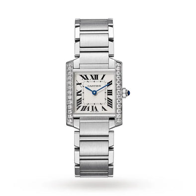 Cartier Tank Franaise Watch Medium Model, Quartz Movement, Steel, Diamonds