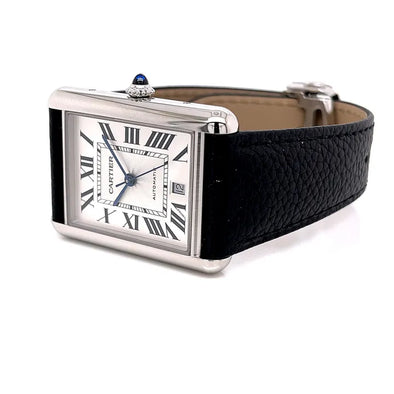 Cartier Tank Must, Extra-large model, automatic movement, steel, leather watch