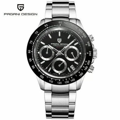 PAGANI DESIGN Men's Watches Japan Quartz Wrist Watch Chronograph Steel Band Box