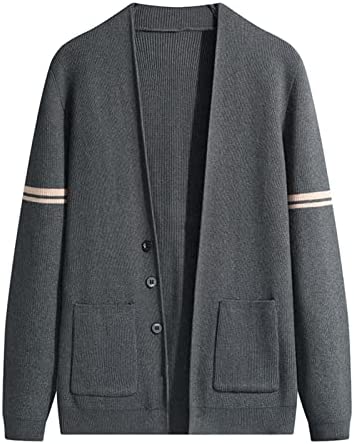 Mens Loose Fit Cardigan Sweaters with Pockets Casual Solid Color Open Front Cable Knitted Sweater Button Down Cardigan