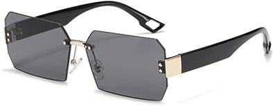 Heptagon Rimless Designer Sunglasses for Men and Women UV 400 Protection Lens Premium Lightweight Plastic Temple