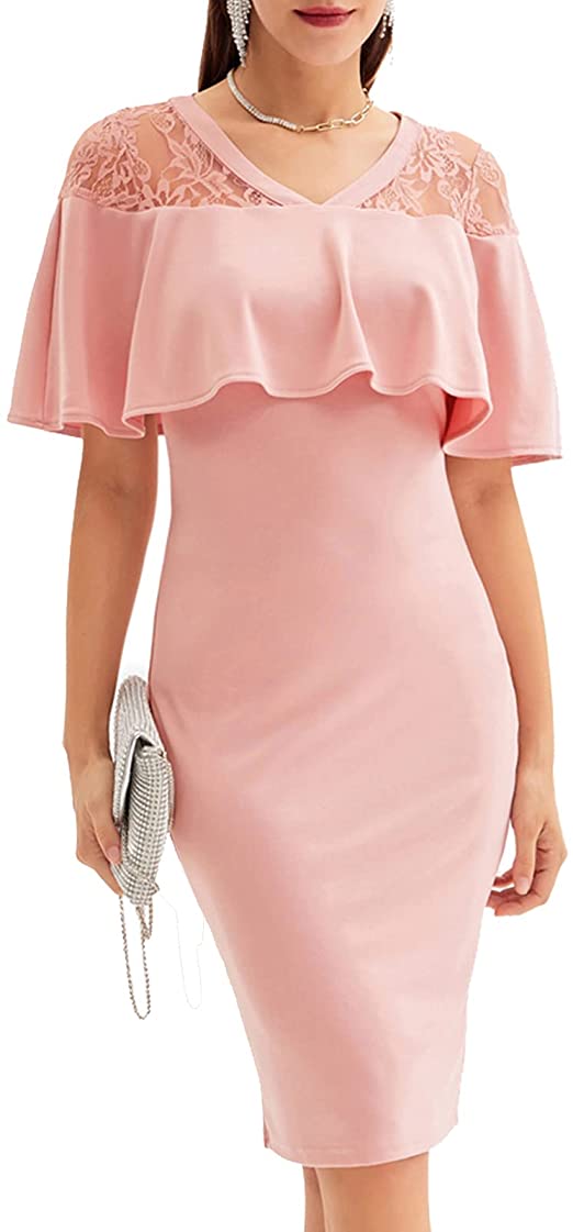 Women Off Shoulder Batwing Cape Slim Midi Dress