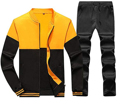 Men's Sports Tracksuit Sweatsuit Casual Sweatpants Full-Zip Running Jogging Set