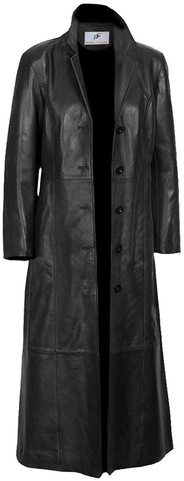 Long body Leather Coat for Women – Lambskin Black Full body Trench Coat