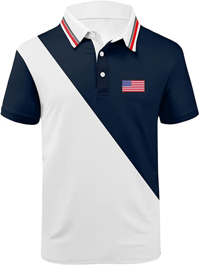 American flag Golf Polo Shirts for Men Short Sleeve Athletic Tennis T-Shirt