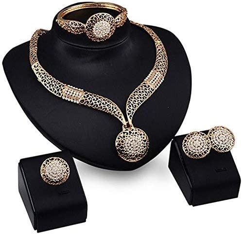 Fashion Women Jewelry Sets Bride Wedding Party Gold Plated Chain Necklace Earring Set