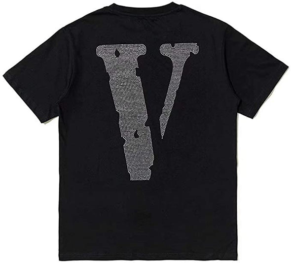 T-Shirt Big V Men Women Short Sleeve Limited Shirts Rhinestone Personalized Friends Fashion Men's Tee