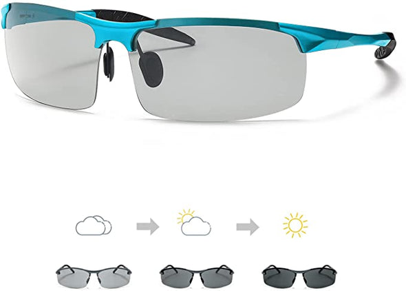 Men's Photochromic Sunglasses with Polarized Lens for Outdoor 100% UV Protection, Anti Glare, Reduce Eye Fatigue