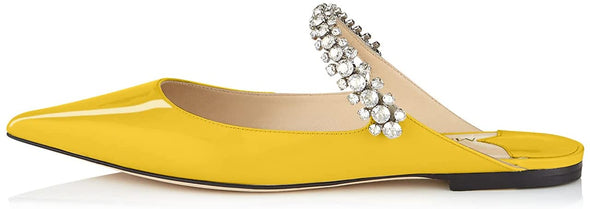 Women Heeled Mules Rhinestone Strappy Pointed Toe Mules Stiletto High Heels Slip On Bridal Sandals for Women