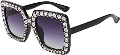 FOREVER-Square Rhinestone Sunglasses Oversized Diamond Bling Bling Glasses