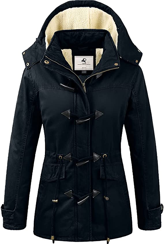 Women's Warm Winter Coat Hooded Fleece Lined Parkas Jacket