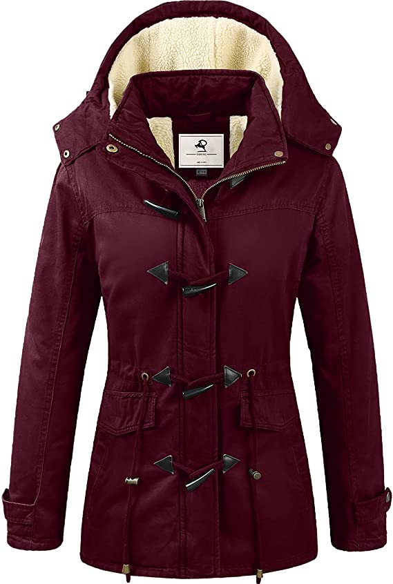 Women's Warm Winter Coat Hooded Fleece Lined Parkas Jacket