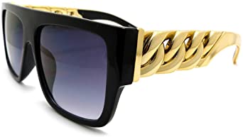 Golden Chain Arm Square Oversized Sunglasses Women/Men Luxury Sunglasses