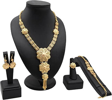 Elegant Women Jewelry Sets 24k Gold Wedding Bracelets Dubai Bridal Indian Jewelry African Accessories Morocco Ethiopia Nigerian